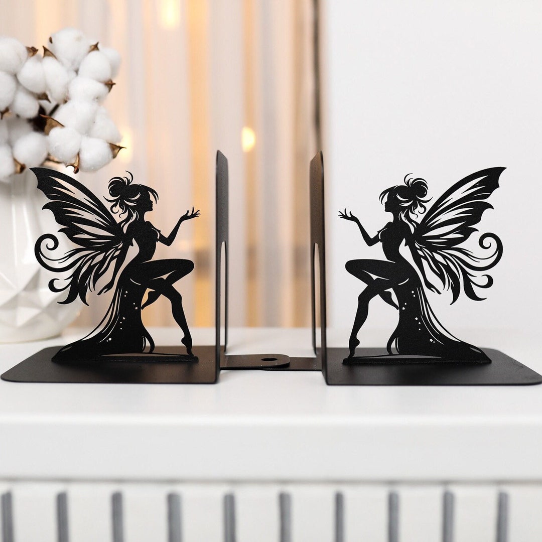 Book Lover Gift Fairy Bookends Fantasy Bookshelf Decor Metal Book Ends ...