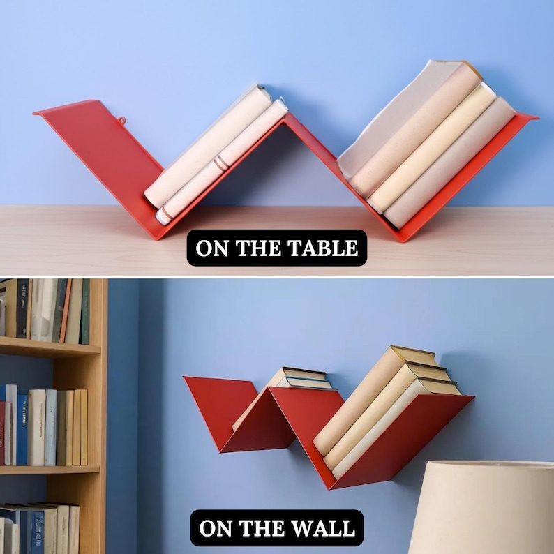 Floating Bookshelf Modern Metal Wall Shelf Minimalist Storage for ...