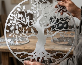 Tree of Life Metal Sign: Zen Wall Decor for House, Symbol of Strength and Harmony