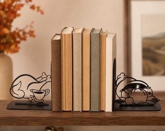 Thanksgiving Bookends: Turkey and Harvest Sack Metal Bookend, Fall Bookshelf Decor