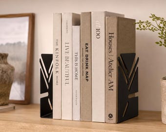 Minimalist Metal Bookends: Book Organization Holder, Gift for Reders
