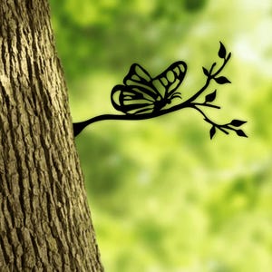 Pali in metallo per alberi, a forma di farfalla, per decorazioni da giardino, in metallo, per esterni, da giardino, per prato, regalo ispirato alla natura per gli amanti della natura