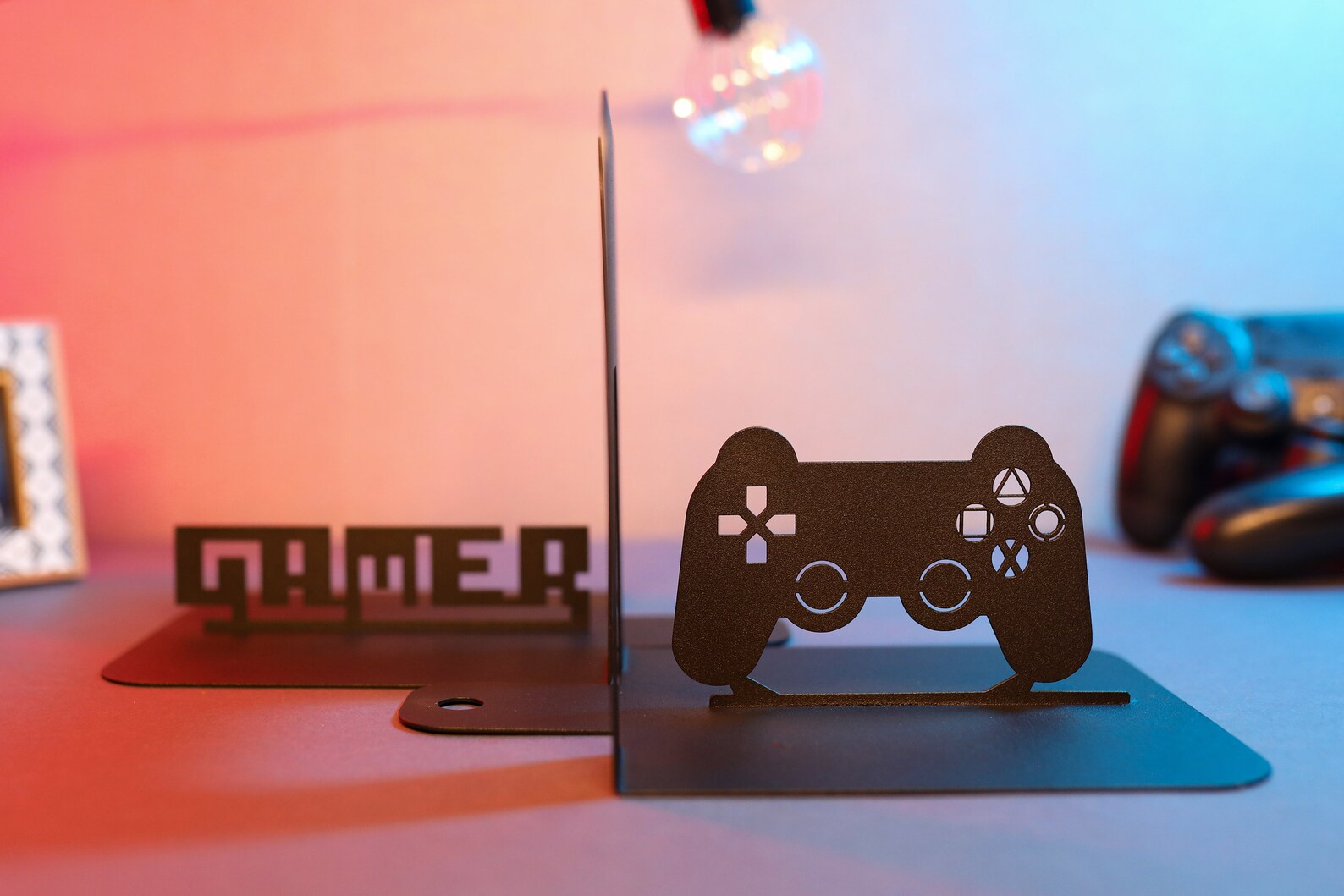 Bookends Set Gaming Black Metal Gift for Kid Art Gamer Book Etsy