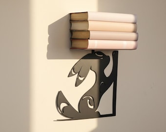 Estantería metálica para libros: Estantería flotante de pared para libros, pequeña estantería colgante, almacenamiento moderno.