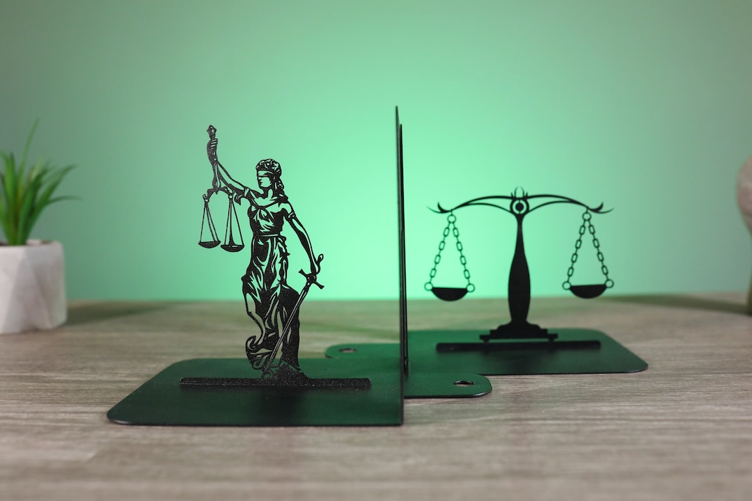 Book Lover Gift Justice Bookends Metal Art Unique Lawyer Book End