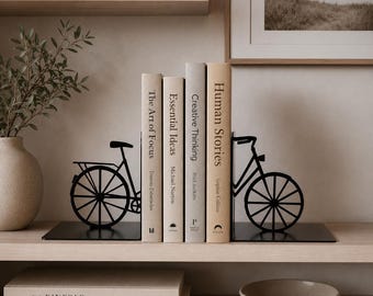 Bicycle Metal Bookends: Cycling Enthusiast Bookshelf Décor, Sport Lover Gift