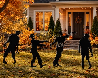 Zombie Metal Yard Stakes: Halloween Lawn Decor, Horror Outdoor Decorations