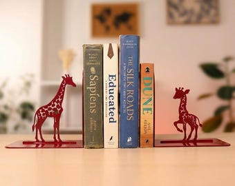 Metal Giraffe Bookends: Kids’ Libraries Decor, Giraffe Lover Gift