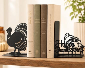 Turkey Thanksgiving Metal Bookend: Autumn Home Décor, Gift for Readers