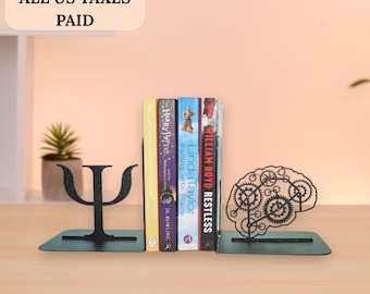 Bookends Psychology Metal Art Unique Book End Brain Therapist Office Decor Psychologist Gift for Book Lover Psychiatry Bookend Mental Health