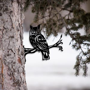 Metal Tree Stakes Owl Garden Art Bird Yard Decoration Owl Lover Gift Metal Owl Outdoor Decor Garden Ornament Bird Lover Gift Metal Yard Art