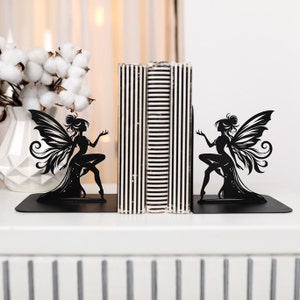 Book Lover Gift Fairy Bookends Fantasy Bookshelf Decor Metal Book Ends Butterfly Unique Bookend Gift for Girls Fairycore Home Decoration zdjęcie 2