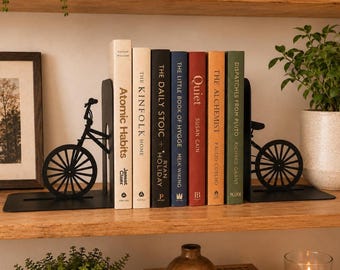 Metal BMX Bookend: Bicycle Books Holder, Shelf Sport Decor, Riders Gift