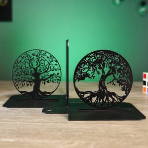 Bookends Tree of Life Metal Art Nature Book Ends Unique Shelf Decor Family Tree Bookend Tree of Life Book Holder Bookworm Gift for Family