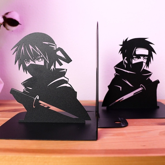Anime Ninja Metal Bookends - Manga Book Stand, Otaku Room Decor - Etsy
