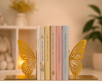 Gold Butterfly Bookend: Metal Books Holder for Kids, Nature Lover Gift