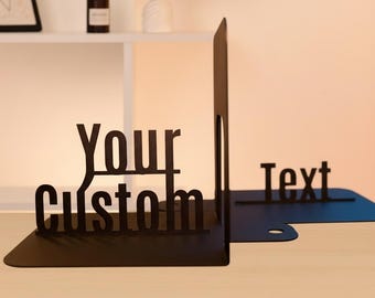 Fermalibri con testo personalizzato Decorazione per libreria domestica Decorazione personalizzata Fermalibri Regalo di compleanno Fermalibri personalizzati Arte in metallo