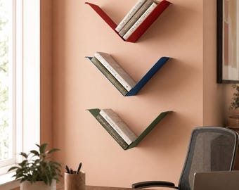 Metal Corner Floating Bookshelf: Modern Wall Shelves for Books, Office Organizer