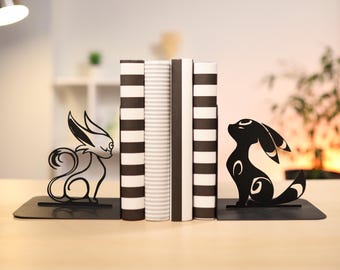 Boekensteunen Anime Animal Metal Home Decor Anime Boekensteun Fox Book Lover Cadeau voor kinderen Boekenplank Decor Leuke Boekensteun Black Fox Reader Gift