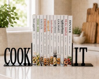 Cook Book Stand: Metal Kitchen Bookends, Cooking Lover Gift