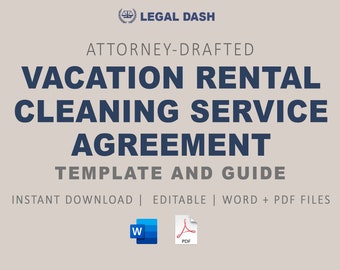 Vacation Rental Cleaning Services Contract | Attorney-Written Editable Instant Download | AirBnB Cleaning Contract | VRBO Cleaning Agreement