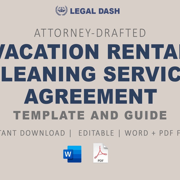 Vacation Rental Cleaning Services Contract | Attorney-Written Editable Instant Download | AirBnB Cleaning Contract | VRBO Cleaning Agreement