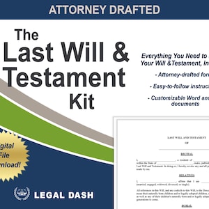 Last Will and Testament Form | Editable Instant Download | Attorney-Written Last Will and Testament Template | Legal Will Template