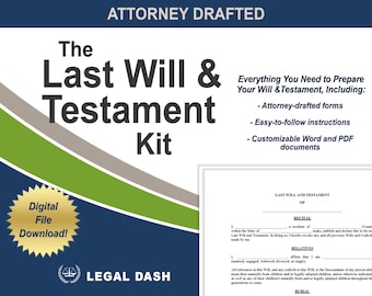 Last Will and Testament Template: Attorney-Drafted (Editable PDF and MS Word Digital Download)
