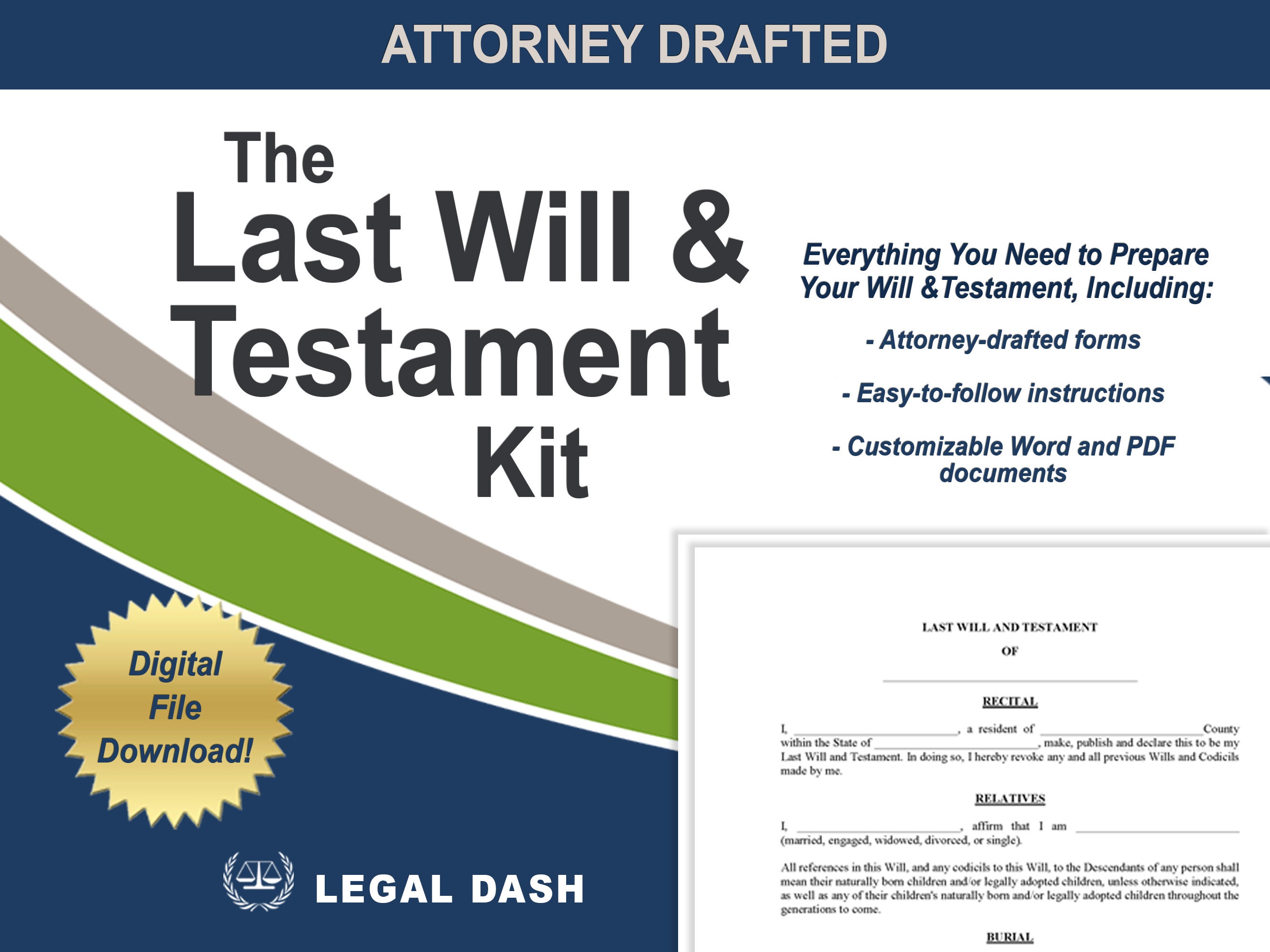 Last Will And Testament Kit Instant Download Do It Etsy