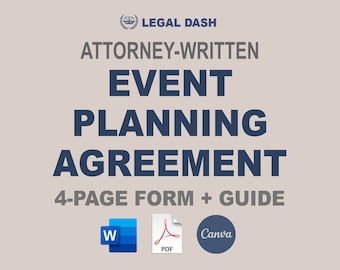 Event Planner Contract Template | Attorney-Written Editable Instant Download | Wedding Planner Agreement Form | Wedding Planner Contract