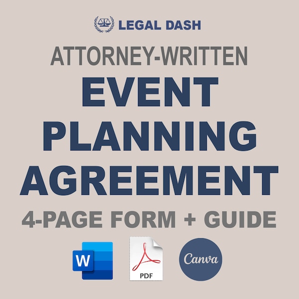 Event Planner Contract Template | Attorney-Written Editable Instant Download | Wedding Planner Agreement Form | Wedding Planner Contract