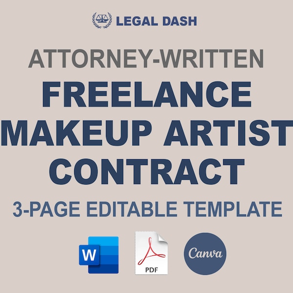 Freelance Makeup Artist Contract Template | Attorney-Written Editable Instant Download | MUA Contract | MUA Agreement