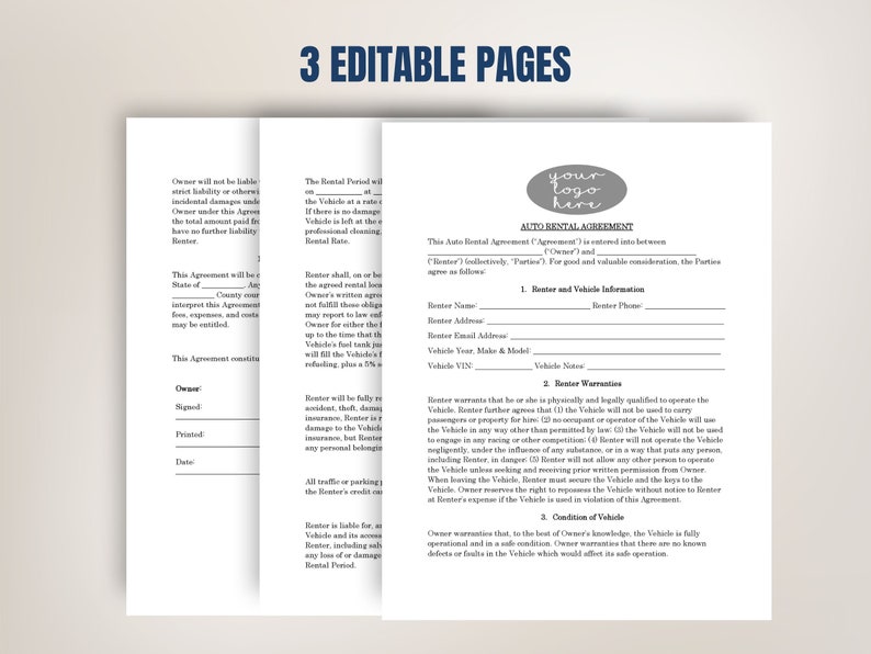 Car Rental Contract Template: Attorney-Written, Editable (Instant Download) image 5