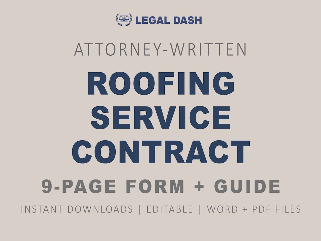 Roofing Service Contract Form Attorneywritten Editable Instant