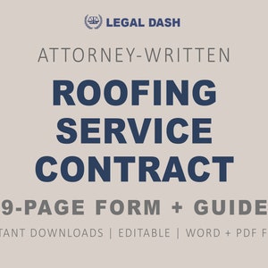Roofing Service Contract Form | Attorney-Written Editable Instant Download | Roofing Agreement Template | Roofing Contract Template