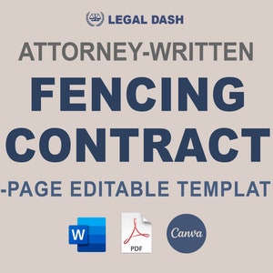 Attorney-Written Fence Installation Contract Template (Editable Digital Download)