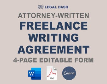 Freelance Writer Agreement Template: Attorney-Written Contract (Editable Instant Download)