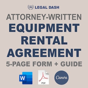 Equipment Rental Agreement Template | Attorney-Written Editable Instant Download | Equipment Lease | Equipment Rental Contract Form