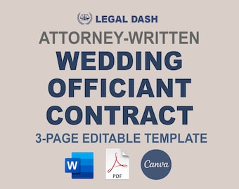 Plantilla de contrato de oficiante de bodas redactada por un abogado: Acuerdo editable (descarga digital)