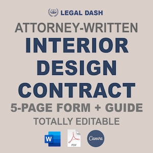 Interior Design Project Contract | Attorney-Written Editable Instant Download | Design Agreement | Interior Design Letter of Agreement