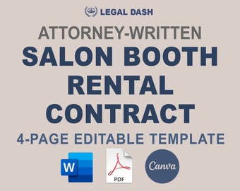Salonstand Mietvertragsformular | Attorney-Written bearbeitbare Sofort-Download | Stand Mietvertrag Vorlage | Salon Booth Rent Form