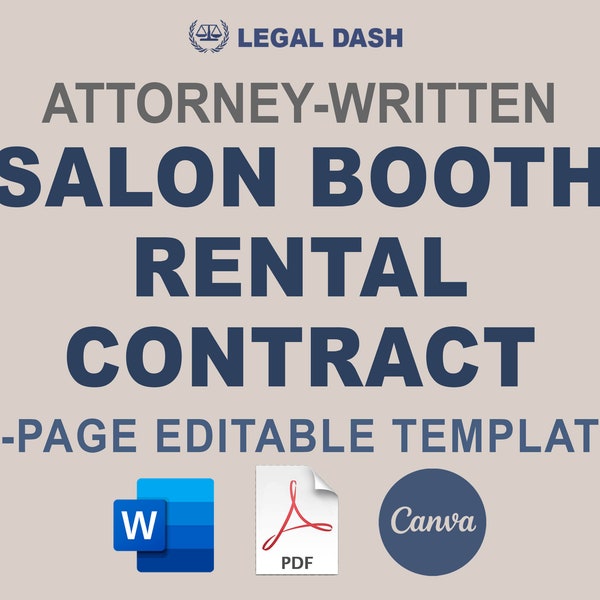 Salon Booth Rental Contract Form | Attorney-Written Editable Instant Download | Booth Rental Agreement Template | Salon Booth Rent Form