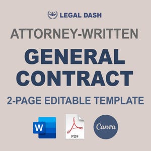 General Contract Form | Editable Instant Downloads | PDF and Microsoft Word | Legal Contract Template | Service Contract