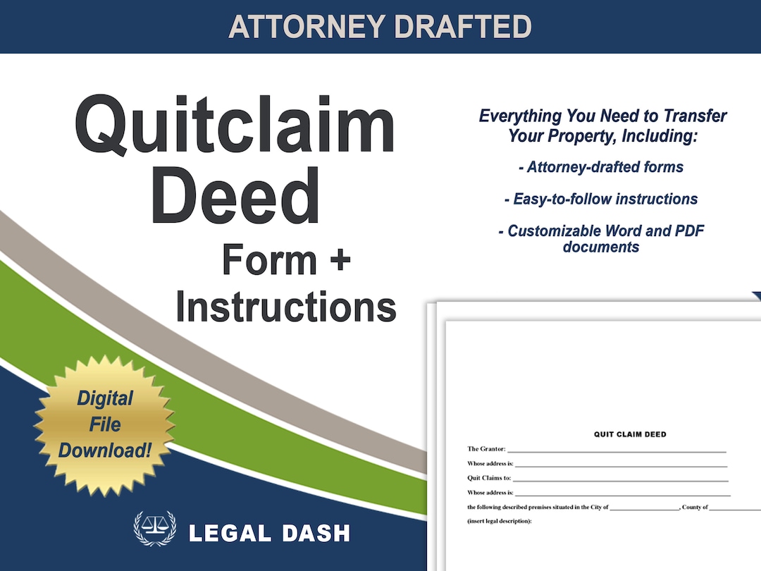 Attorney-drafted Quitclaim Deed Form With Instructions (editable PDF ...
