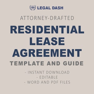 Residential Lease Agreement Template | Attorney-Written Editable Instant Download | Rental Agreement Form | Rental Contract