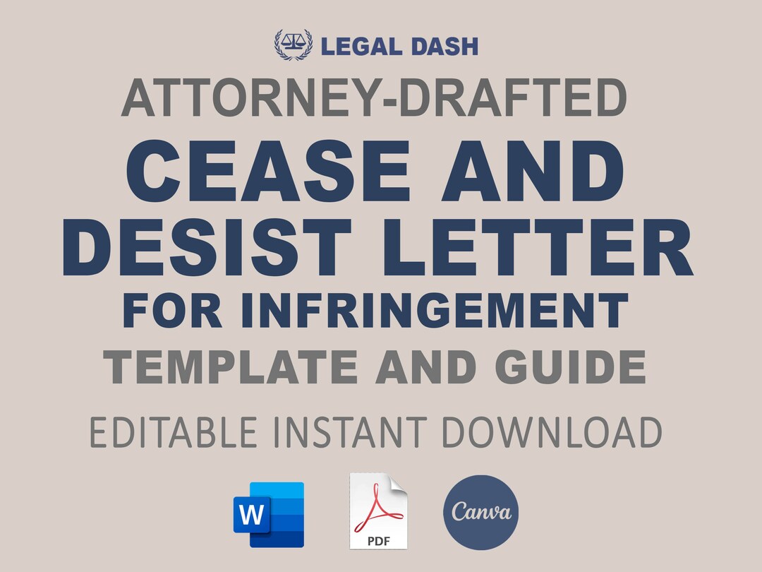 Cease and Desist Letter Template for Infringement Editable Instant