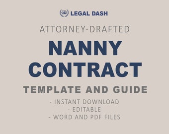 Attorney-Written Nanny Contract Template: Editable Agreement (PDF & DOCX Digital Download)
