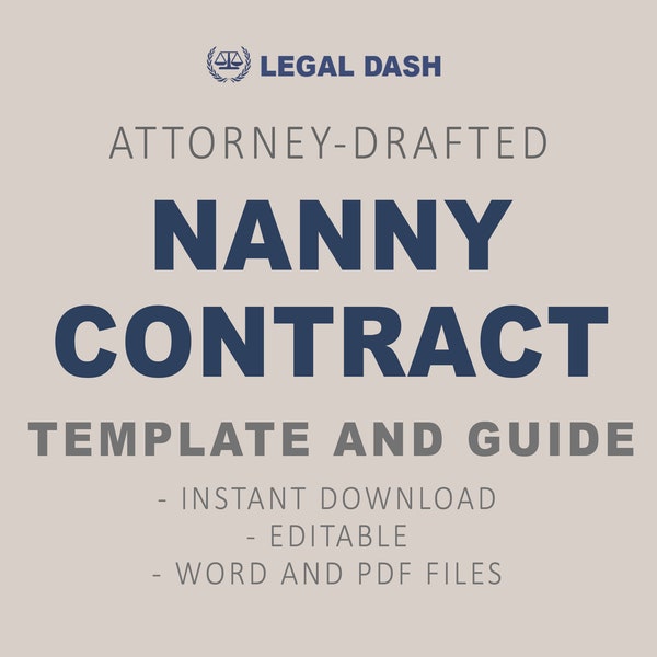 Nanny Contract Form | Attorney-Written Instant Download | Editable Nanny Agreement Template | Nannying Agreement | Nannying Contract