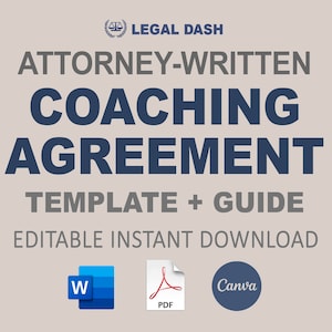 Coaching Contract Template | Editable Attorney-Written Instant Download | Simple Coaching Agreement Form | Editable Coaching Contract