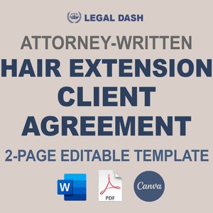 Contrato de cliente para extensiones de cabello: Acuerdo escrito por el abogado (Descarga digital editable)